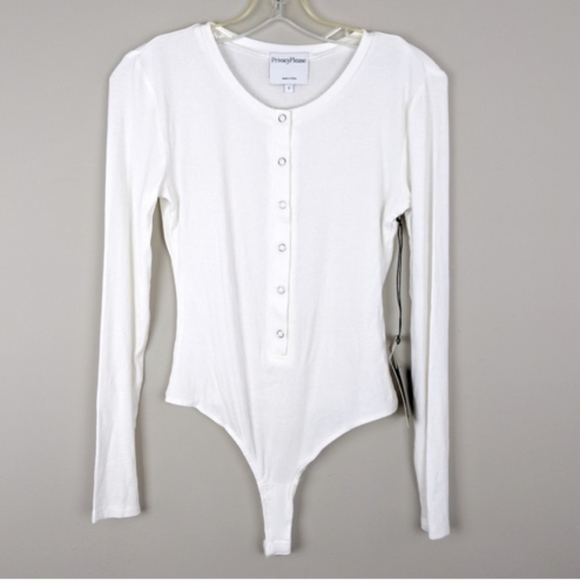 Privacy Please Tops - Privacy Please Revolve White button up bodysuit